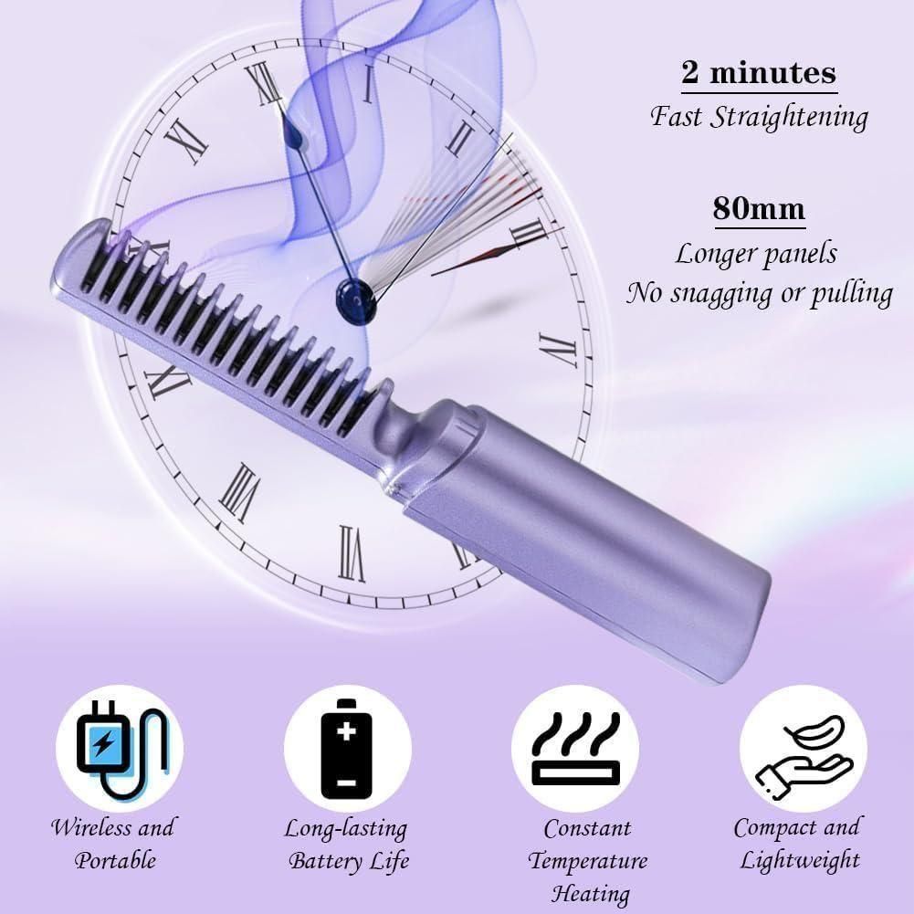 Rechargeable Mini Cordless Hair Straightener Comb