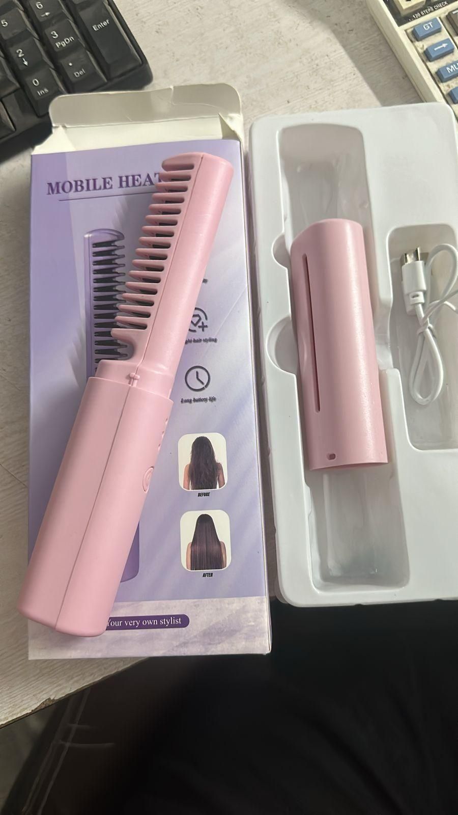 Rechargeable Mini Cordless Hair Straightener Comb