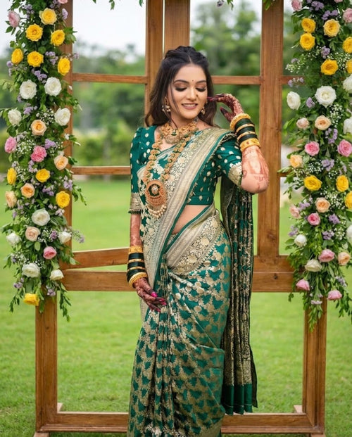 Banarasi Silk Saree with Rich Zari Border – Elegant Wedding & Party Wear
