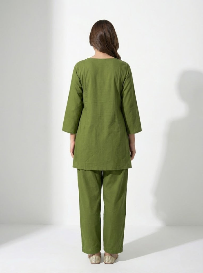 Elegant Green Rayon Kurti with Palazzo Set – Stylish Party & Casual Wear