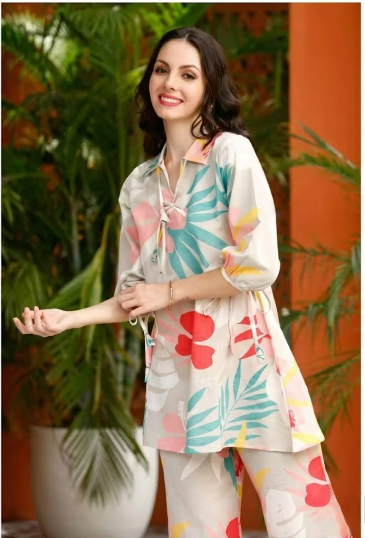 Stylish Maroon Cotton & Crepe Co-Ord Set with Skirt | Comfortable Casual Wear for Women