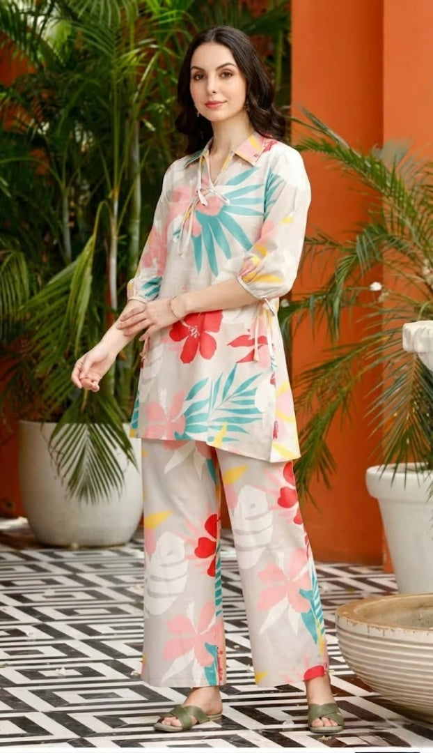 Stylish Maroon Cotton & Crepe Co-Ord Set with Skirt | Comfortable Casual Wear for Women