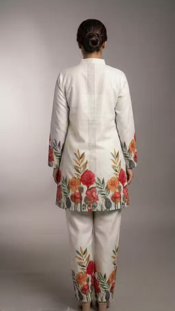 Elegant Cream Polycotton Co-Ord Set with Shirt & Palazzo